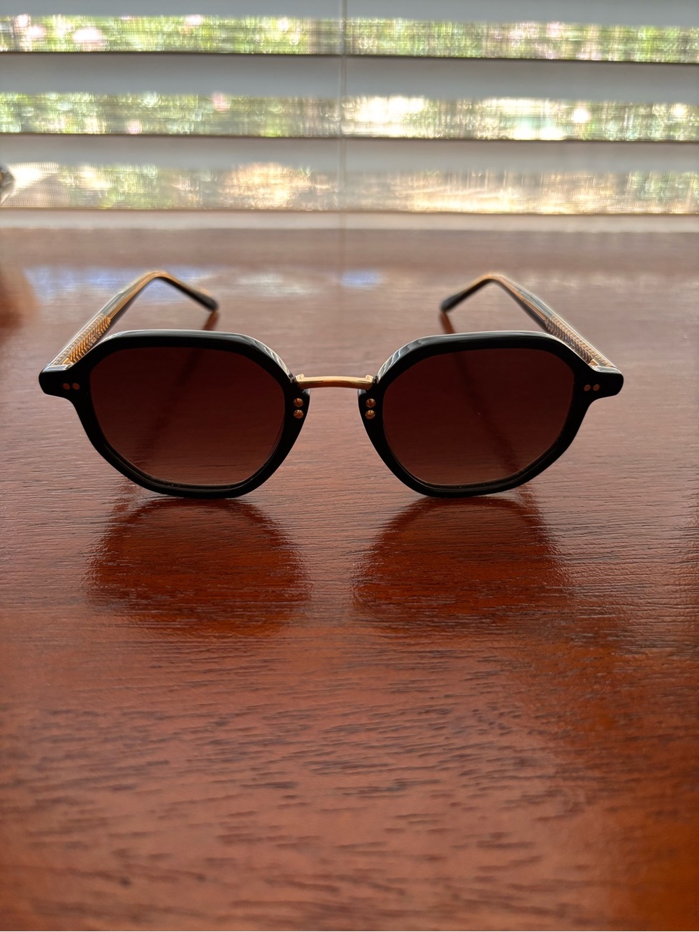 KREWE Black Frame Sunglasses with Brown Lenses